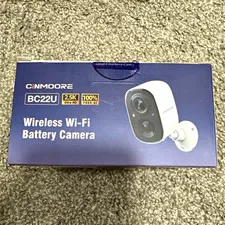 CINMOOORE BC22U 2.5K Wireless Wi‑Fi Battery Camera White Indoor/Outdoor Alexa