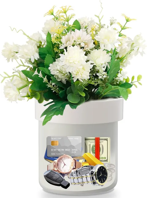 Flower Pot Diversion Safe with Key Lock, Secret Hidden Safe Lock Box, Perfect fo