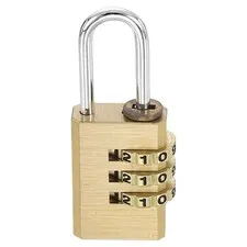 Brass Combination Lock 2.13", 3 Digit Resettable Combination Padlock Yellow