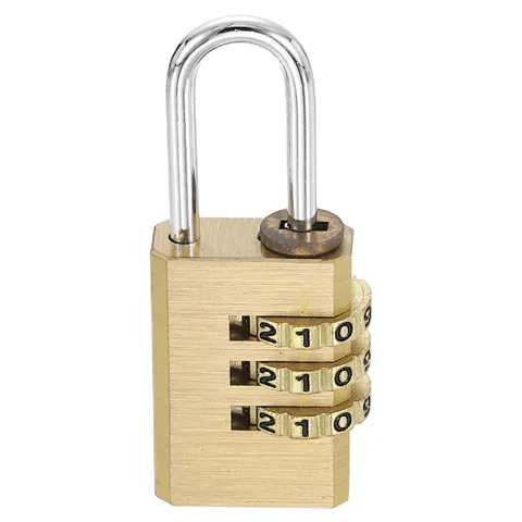 Brass Combination Lock 2.13", 3 Digit Resettable Combination Padlock Yellow