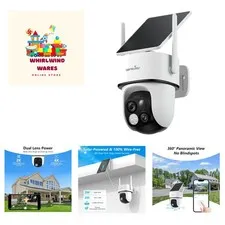 Waterproof 2K Solar Security Camera with Pan-Tilt, Night Vision, and AI Tracking
