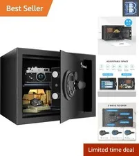 Alloy Steel Safe Box: 0.6 Cu.ft. Storage with Flexible Removable Shelf & Keypad