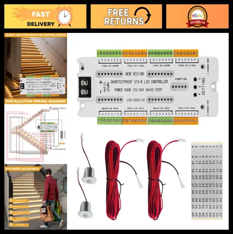 32-Channel Motion Sensor LED Stair Controller - Auto Lighting, Short Circuit Pro