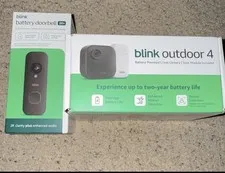 Blink Outdoor 4 Battery Wi-Fi Camera w/ Sync Module + Battery Doorbell 2k