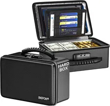 Fireproof Money Box, Small Hard Case Fireproof Box with Fireproof Zipper ＆ Lock,