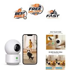 aosu 2K Indoor Security Camera WiFi 360° Baby Pet Monitor Alexa