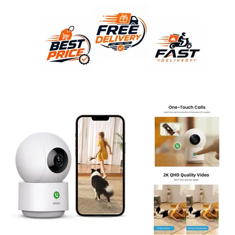 aosu 2K Indoor Security Camera WiFi 360° Baby Pet Monitor Alexa