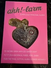 Ahh! Larm Super Loud Personal Safety Alarm Heart Panic Button LED Confetti new 