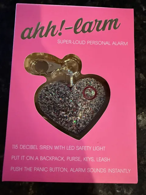 Ahh! Larm Super Loud Personal Safety Alarm Heart Panic Button LED Confetti new 
