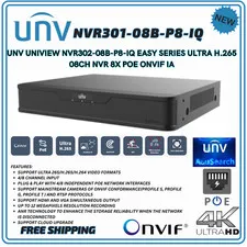 Uniview NVR301-08B-P8-IQ 8CH AI NVR  8PoE Ultra 265 Compression NO HDD INCLUDED