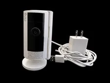 Ring Wired Indoor Security Camera White Black w/ Power Adapter Stand