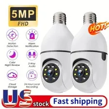 2PCS Light Bulb Camera 5MP 360° CCTV WiFi IR Audio Home Wireless Security
