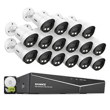 SANNCE 16CH DVR HD 1080P Full Color Night Vision Security Camera System Outdoor