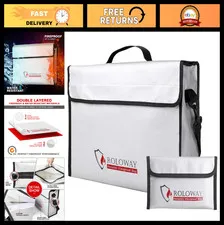 Fireproof & Water Resistant Document Bag, Large 15x12 Safe Storage for Cash, Val