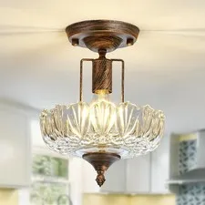 UOFUS Glass Ceiling Light Fixture Vintage Small Semi Flush Mount Chandelier Oil