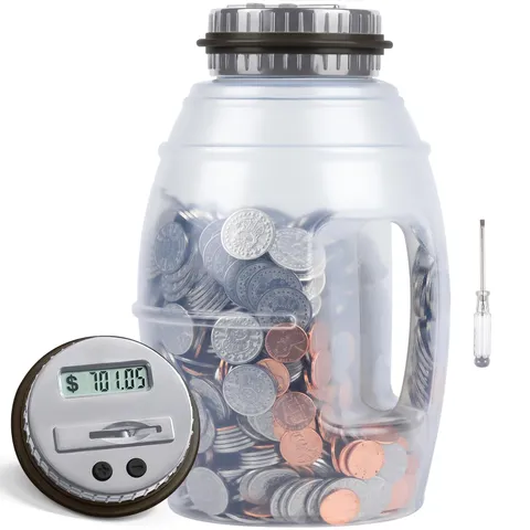 Digital Coin Counter Bank Money Jar LCD Display 2.8L Capacity US Coins