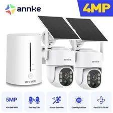 ANNKE 4MP Solar Battery Power PT Wireless Security IP Camera System 2 Way Audio