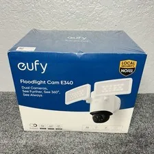 New Eufy Floodlight Camera E340 360° coverage Dual Camera 24/7 Recording - White