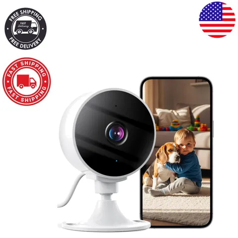 24/7 Indoor Security Camera with HD Night Vision, Two-Way Audio & Cloud Storage
