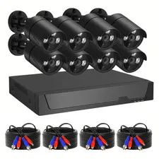 Wired Security Camera System Outdoor Waterproof, 8CH 4MP Lite AHD DVR, 8 X 4MP W