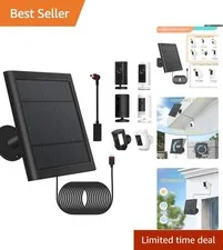 Solar Panel Power Supply for Ring Security Camera - 360° Adjustable + 10FT Cable