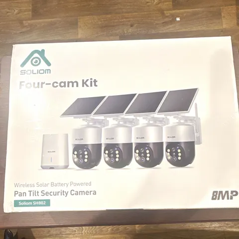 Soliom SH802 4-Cam Wireless Wi-Fi Solar/Battery Pan/Tilt 8MP Security System