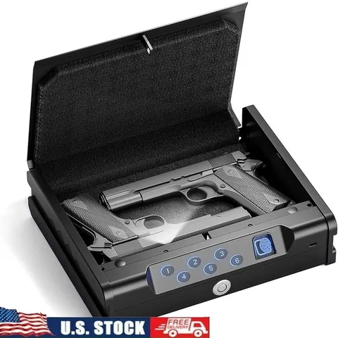 Compact Handgun Safe Biometric Lock Digital Keypad Steel Security Storage New