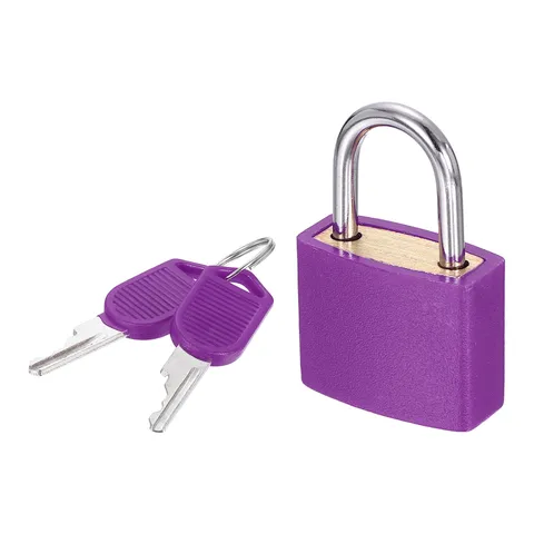 Padlock with Keys Shackle Waterproof Keyed Locks Purple