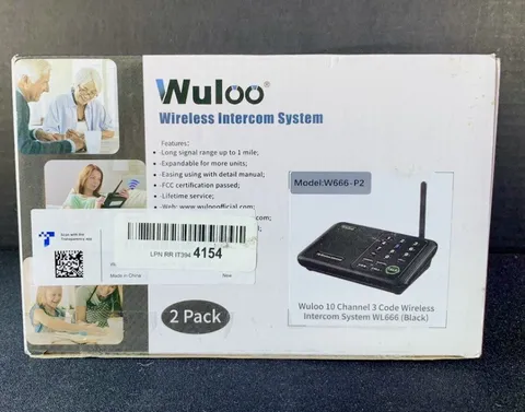 Wuloo Wireless Intercom System 2 Pack Model W666-P2 Multi Channel - 1 Mile Range