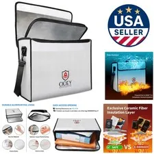 Large Fireproof Document Bag - Thermal Insulated & Waterproof Design, XL Size
