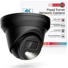 4K IP PoE Outdoor, 8MP PoE Black with Mic/Audio, 98ft IR/Color Night Vision, ...
