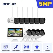 ANNKE Wireless 12” Monitor 5MP WIFI Security Camera System 2 Way Audio AI Detect