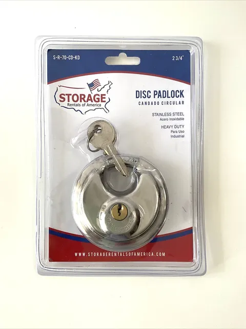 Storage Rentals Of America Disc Padlock Stainless Steel Heavy Duty 2-3/4” Sealed