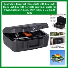 Compact Fireproof Lock Box with Key – 14.3" x 11.2" for Documents & Valuables