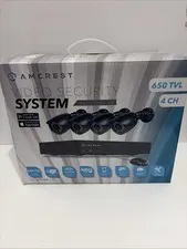 AMCREST AMDV6504-4B VIDEO SECURITY SYSTEM 650 TVL 4 CHANNEL BULLET NEW!