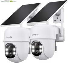 2K Solar Wireless Outdoor Cameras for Home Security White B6 2Pack | 2.4Ghz Wi-F