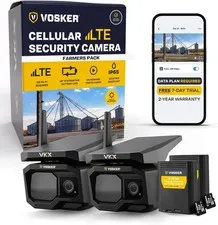 Vosker VKX Solar 4G LTE  Camera Outdoor Off Grid, Farmers Pack (2-Pack)