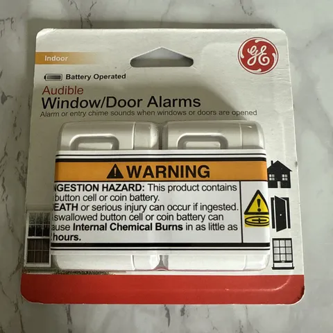 GE Window Door Alarms 2 Pack Indoor Security 120dB Chime Peel Stick Easy Install