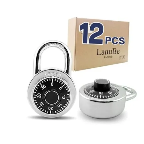  Lock Standard Dial Combination Lock, 2 inches. Wide, with Different Black