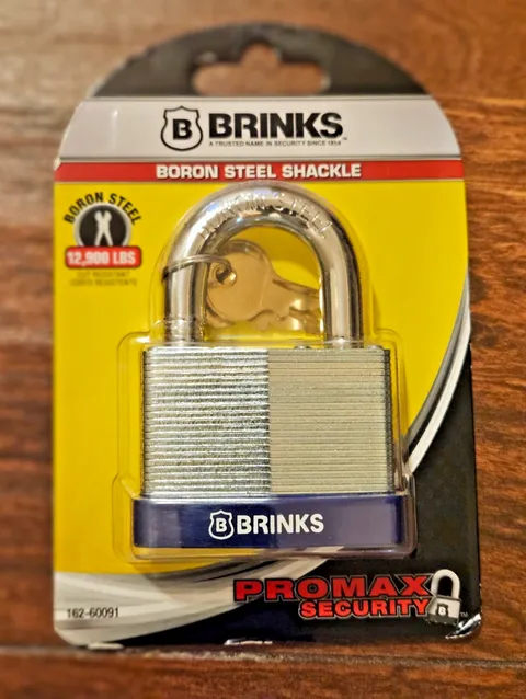 BRINKS ProMax 60mm Boron Steel Padlock 12,900lb Cut Resistant NEW 162-60091 Lock