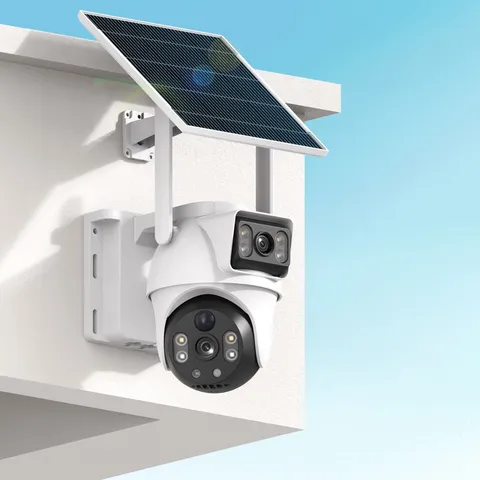 4K Dual Lens Solar Security Camera Wireless Outdoor, 360° PTZ 2.4G Wifi Camera