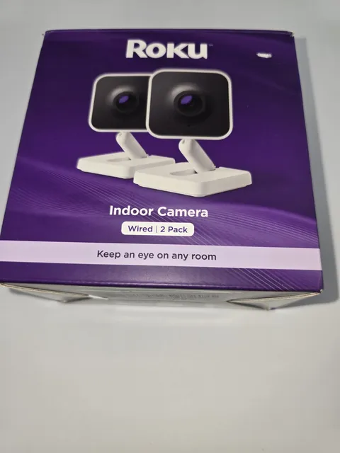 Roku Indoor Wired Security Cameras 2-Pack 1080p HD WiFi 6, Motion & Sound Alerts