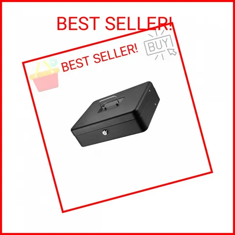 SentrySafe Black Money Saving Box with Cash Tray and Key Lock, Portable Safe Box