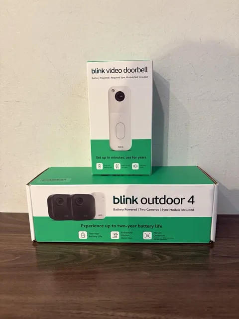 Blink Outdoor 4 Wireless Camera Security System 2pk& Blink Video Doorbell BUNDLE