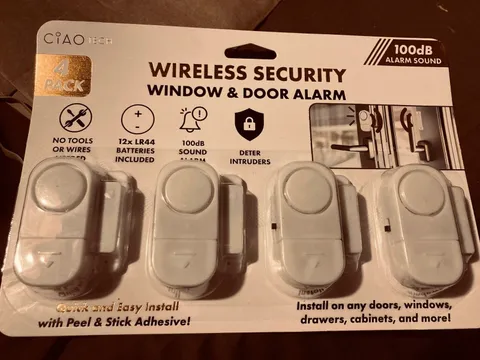 4pc Ciao Tech Wireless Security Doors & Windows Alarms-100 dB- Item #RNR-71