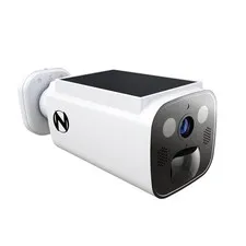 2K Battery Solar Powered Camera with Spotlight and 2-Way Audio – White