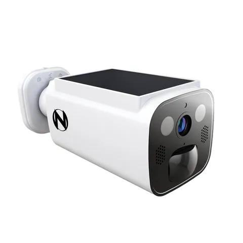 2K Battery Solar Powered Camera with Spotlight and 2-Way Audio – White