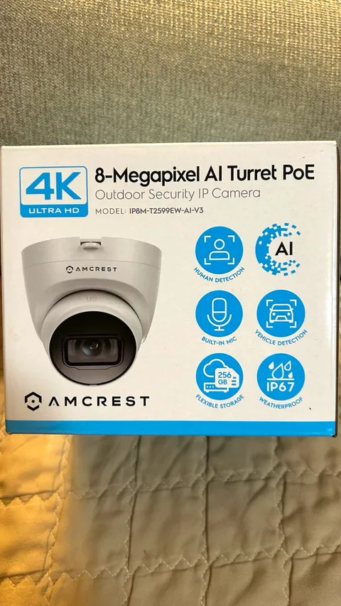 Amcrest IP8M-T2599EW-AI-V3 4K 8MP PoE Turret Outdoor Mic Human/Vehicle