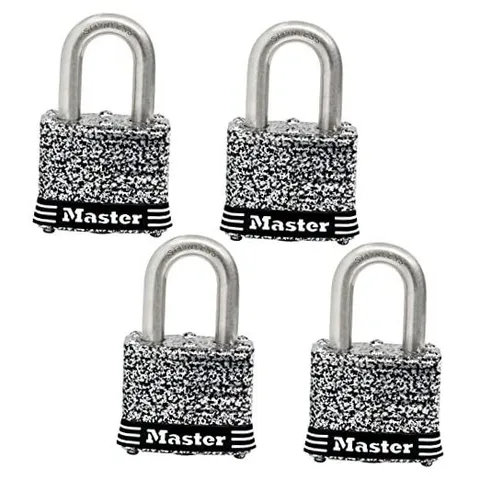 3SSQ Stainless Steel Outdoor Padlock with Key, 4 Pack 4 Pack, Keyed-Alike