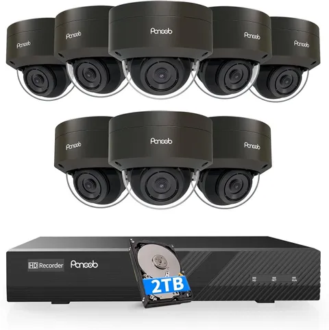 PANOOB Security Camera System PoE, 8PCS 5MP With 8CH NVR 2TB HDD New!!!